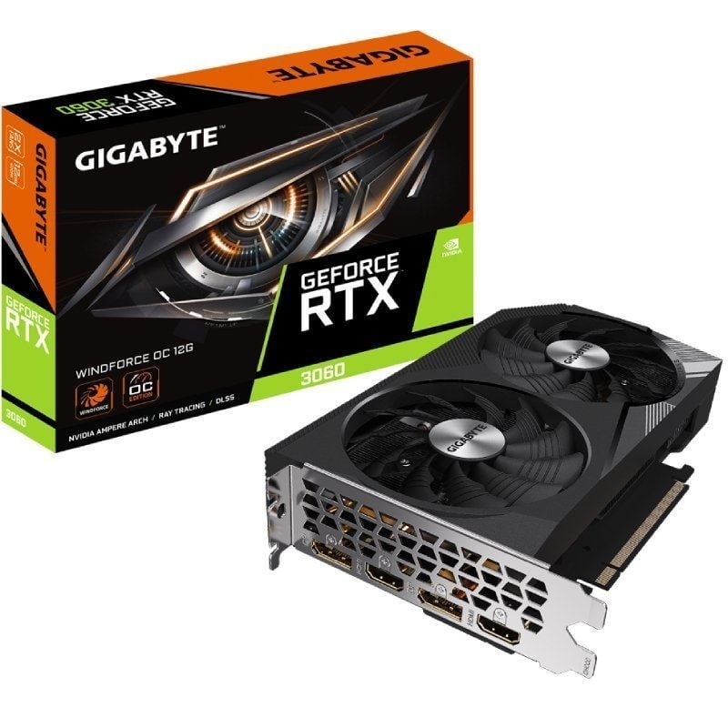 Tarjeta Gráfica Gigabyte GeForce RTX 3060 WindForce OC 12G Rev 2/ 12GB GDDR6/ LHR