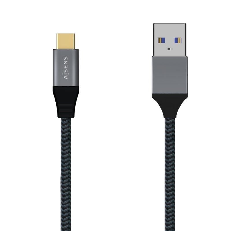 Cable USB 3.1 Aisens A107-0631/ USB Tipo-C Macho - USB Macho/ Hasta 27W/ 1250Mbps/ 1m/ Gris