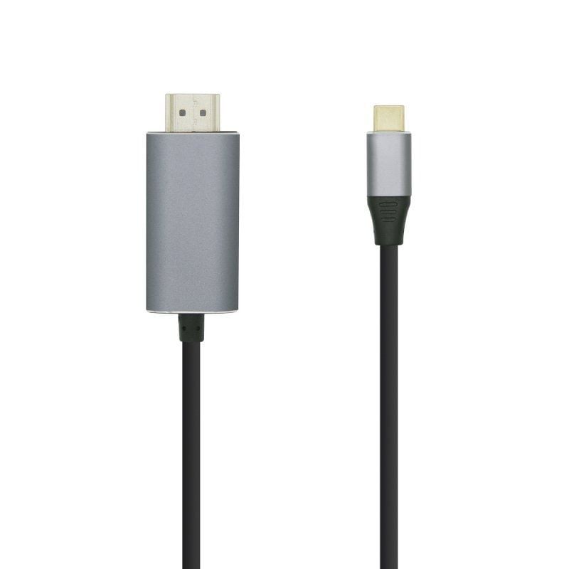 Cable Conversor Aisens A109-0392/ USB Tipo-C Macho - HDMI Macho/ Hasta 27W/ 1250Mbps/ 80cm/ Negro