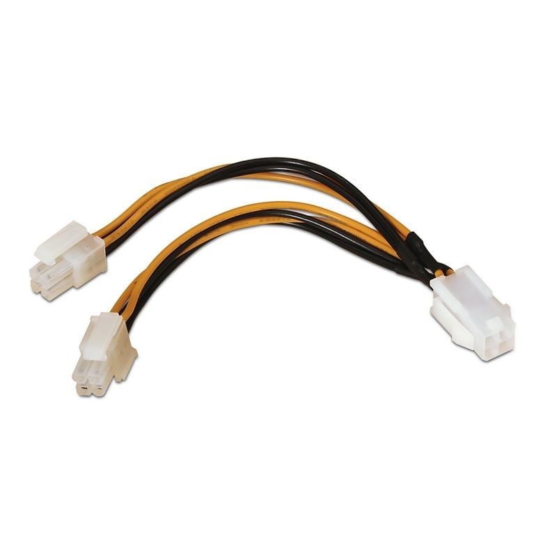 Cable Alimentación para Microprocesador Aisens A131-0166/ Molex 4+4 PIN Macho - Molex 4 PIN Hembra/ Hasta 54W/ 15cm