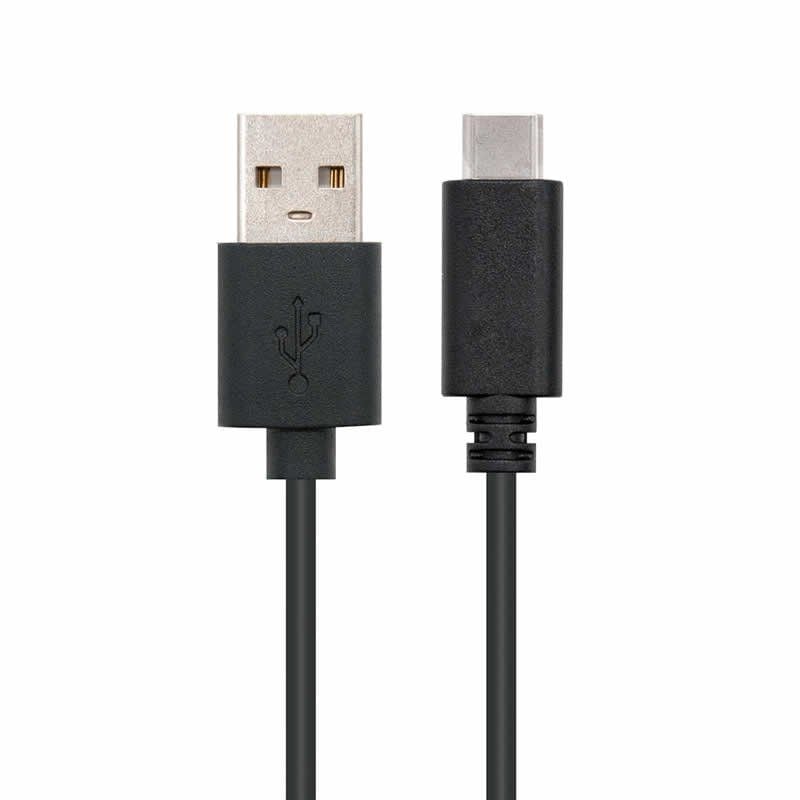 Cable USB 2.0 Nanocable 10.01.2102/ USB Tipo-C Macho - USB Macho/ 2m/ Negro