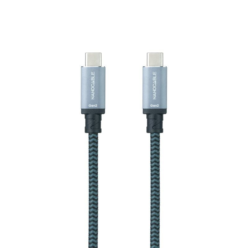 Cable USB 3.1 Nanocable 10.01.4101-L150-COMB/ USB Tipo-C Macho - USB Tipo-C Macho/ Hasta 100W/ 20Gbps/ 1.5m/ Gris y Negro