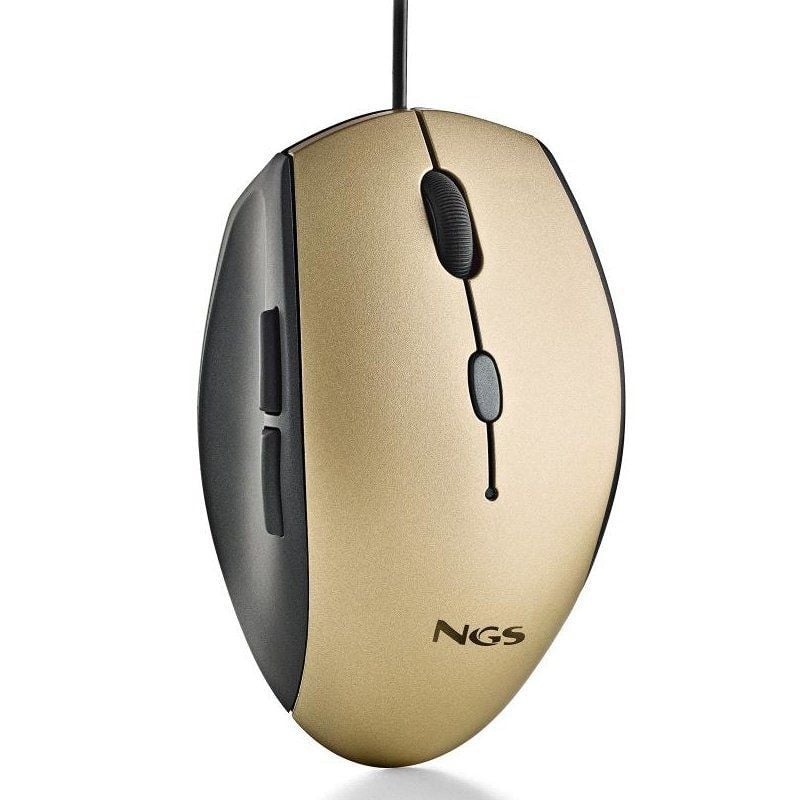 Ratón Ergonómico NGS Moth Gold/ Hasta 1600 DPI/ Dorado