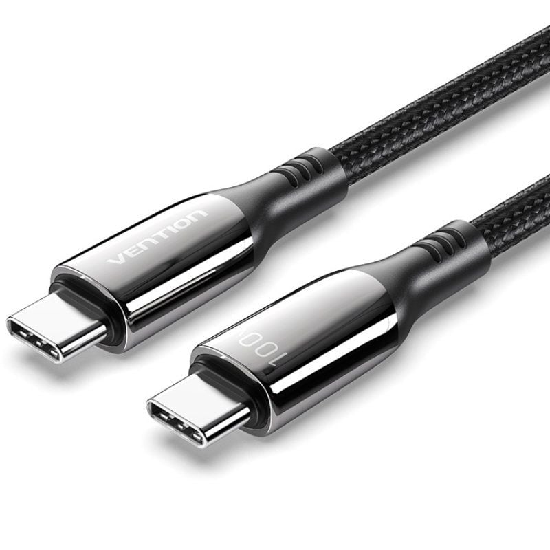 Cable USB 2.0 Tipo-C 5A 100W Vention CTKBH/ USB Tipo-C Macho - USB Tipo-C Macho/ Hasta 100W/ 480Mbps/ 2m/ Negro