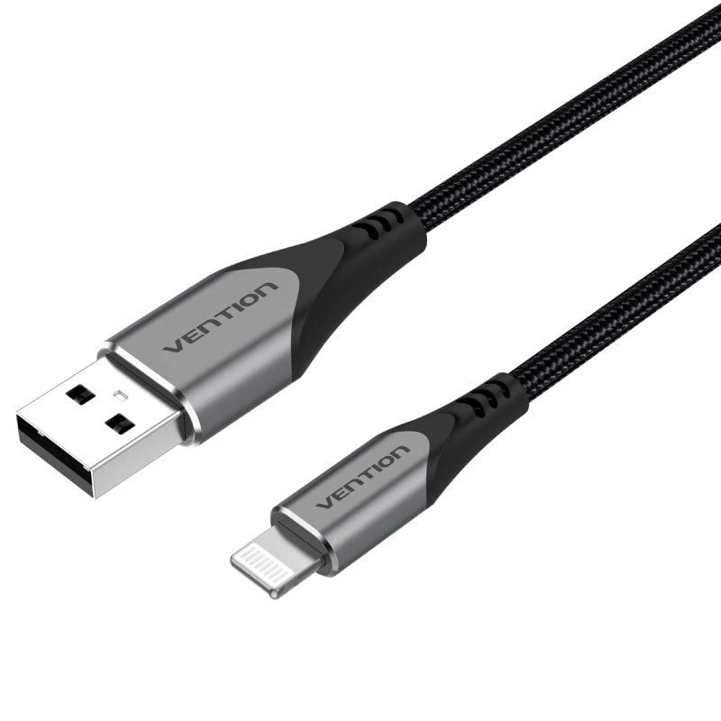 Cable USB 2.0 Lightning Vention LABHH/ USB Macho - Lightning Macho/ Hasta 12W/ 480Mbps/ 2m/ Gris