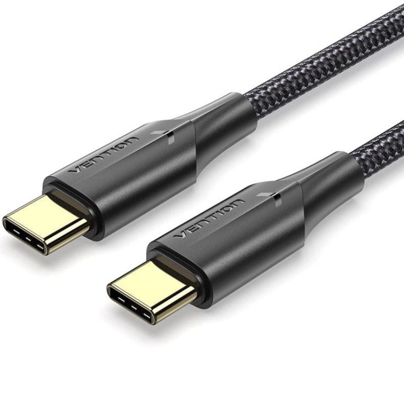 Cable USB 2.0 Tipo-C 3A Vention TAUBH/ USB Tipo-C Macho - USB Tipo-C Macho/ Hasta 60W/ 480Mbps/ 2m/ Negro