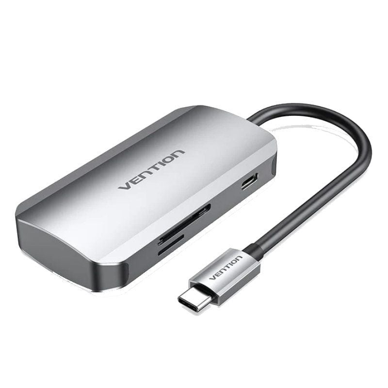 Docking USB Tipo-C Vention TNHHB/ 3xUSB/ 1xUSB Tipo-C PD/ 1xLector Tarjetas SD y MicroSD/ Gris